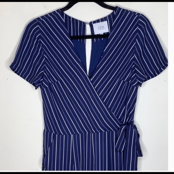 J.O.A Blue Pinstripe Jumpsuit - Picture 2 of 4